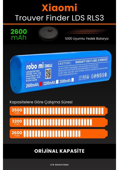 Xiaomi Trouver Finder Lds Rls3 2600mah Robot Süpürge Bataryası