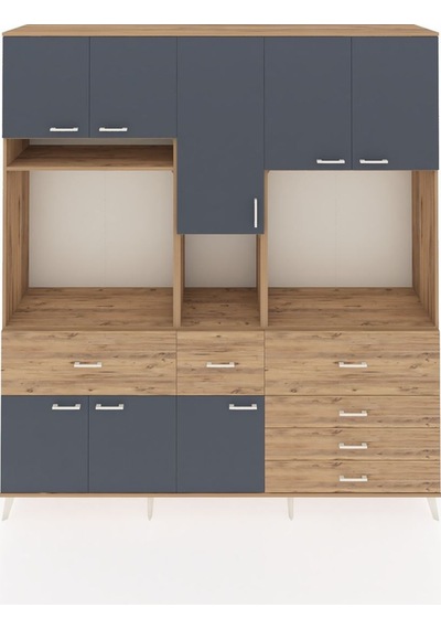 Hyperion Dolap 10 Raflı 6 Çekmeceli 8 Kapaklı 220x44x243 Çam-antrasit/çam Antrasıt/atlas Çam Hyperion Dolap 10 Raflı 6 Çekmeceli 8 Kapaklı 220x44x243 Çam-antrasit/çam Antrasıt/atlas Çam