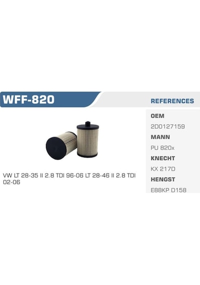 WINKEL WFF-820 Mazot Filtresi Lt28-35 01- Lt28-46 02- 2.8 TDI Auh Bcq