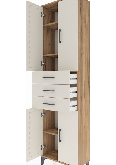 Arges Dolap 4 Raflı 3 Çekmeceli 4 Kapaklı 60x30x221 Çam-aytaşı Atlas Çam