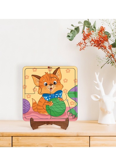 Bk Toys Çocuklar İçin 2 Si 1 Arada Eğitici-öğretici Ahşap 4 Parça Yapboz Puzzle Çerçeve Model 18