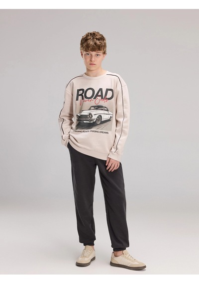 LC Waikiki Lcw Kids Bej Baskılı Erkek Çocuk Sweatshirt Ve Eşofman Altı Beıge