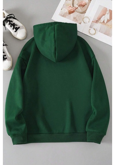 Uyguntarz Unisex Sevimli Kedi Sweatshirt Yeşil