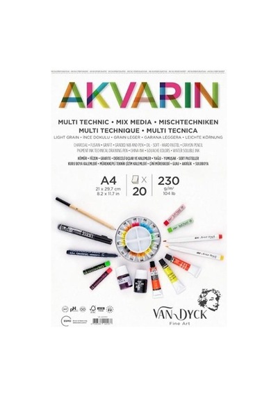 Van Dyck Akvarin Multipurpose A4 Üst Sprl 20 Yp. 200 Gr.s.by.blk