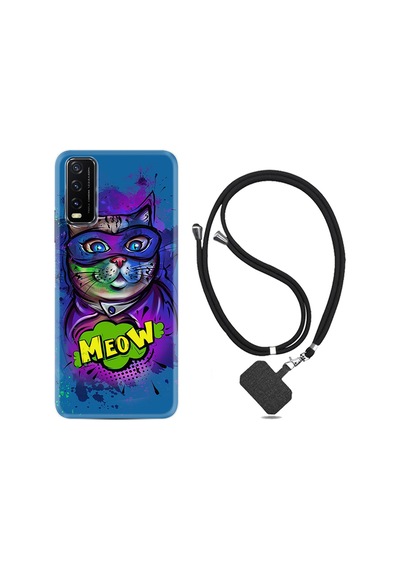 Vivo Y20S Kılıf Boyun Askılı Super Meow 1715