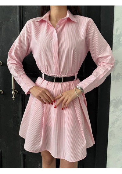 Sf-stil Pembe Çizgili Elbise