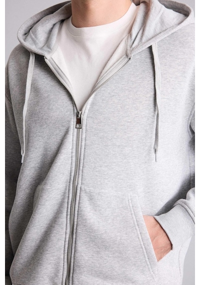 Defacto Relax Fıt Kapüşonlu İçi Yumuşak Tüylü Kalın Kumaş Fermuarlı Sweatshirt D7599ax26augr210 Gri-gr210