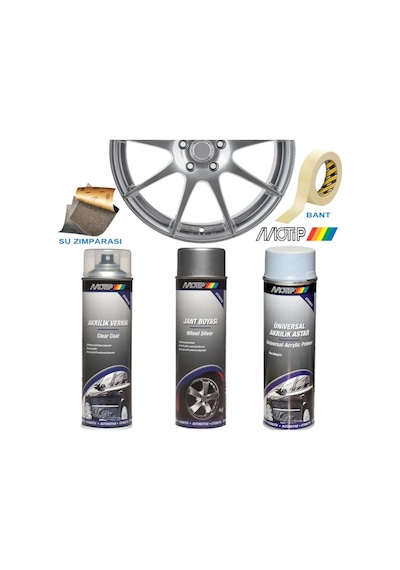 Motip Akrilik Jant Boyama Seti Universal Vernik + Astar 400 Ml