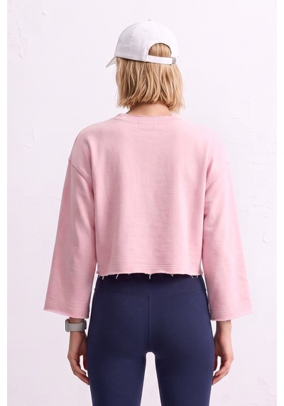 Barrels And Oıl Kadın Bisiklet Yaka Oversize Kısa Swaetshirt - Toz Pembe Toz Pembe