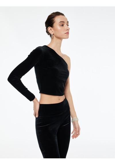 Koton Slim Fit Asimetrik Yaka Uzun Kollu Crop Tek Omuz Kadife Bluz Siyah 6wak50056ek Siyah Koton Slim Fit Asimetrik Yaka Uzun Kollu Crop Tek Omuz Kadife Bluz Siyah 6wak50056ek Siyah
