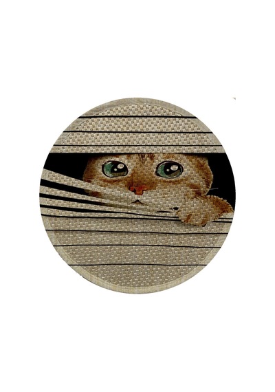 Tr Desenli Çift Taraflı Kedi Tırmalama Paspası Yuvarlak Watch 36 36 Cm