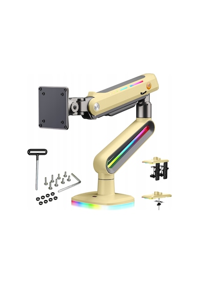 Nb D8 Profesyonel Rgb Aydınlatmalı 32-60 İnç Amortisörlü Oyuncu Monitör Kolu Sarı 2-20 Kg