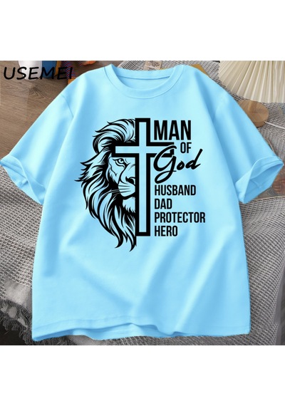 Flood Of Style Adam Tanrı T Shirt Kadın Hıristiyan Baba T-shirt Koca Babalar Günü Tshirt Rahat Pamuk Kısa Ko Mavi