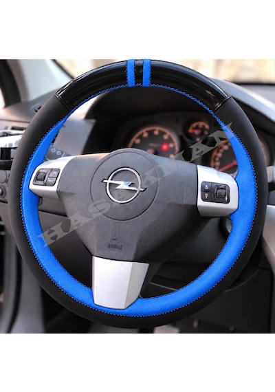 Opel Combo C Dikme Direksiyon Kılıfı Parlak Siyah Mavi Detaylı Mavi Çift Yüzük Ve Dikiş 2006-2011