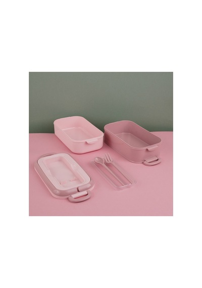 Diyet & Öğün Taşıma İçin 2 Katlı Kaşık Çatallı Beslenme Kutusu-1,8 L Pembe G767 Pembe Pembe