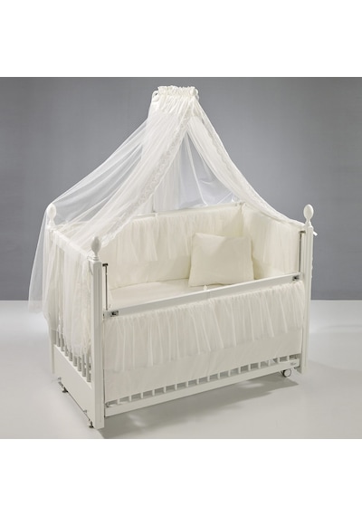 Meltem Kids Kral Sallanır Ahşap Anne Yanı Beşik 60x120 cm (beyaz-ekru) Ekru