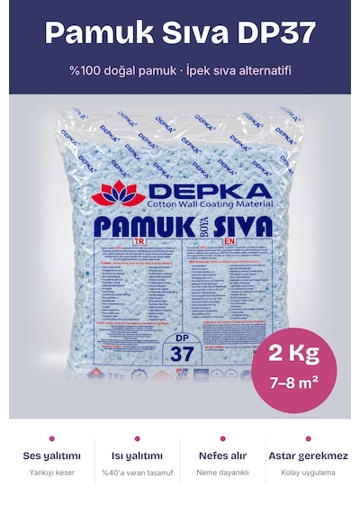 Depka Pamuk Sıva Dp37 2 Kg 7-8 M² İpek Sıva Alternatifi Isı Ve Ses Yalıtımlı Dekoratif Sıva
