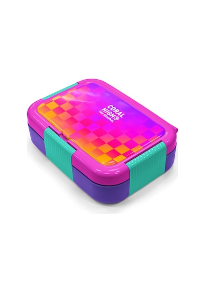 Coral High Kids Neon Renkli Dama Desenli Paslanmaz Çelik Beslenme Kabı 39103 Pembe
