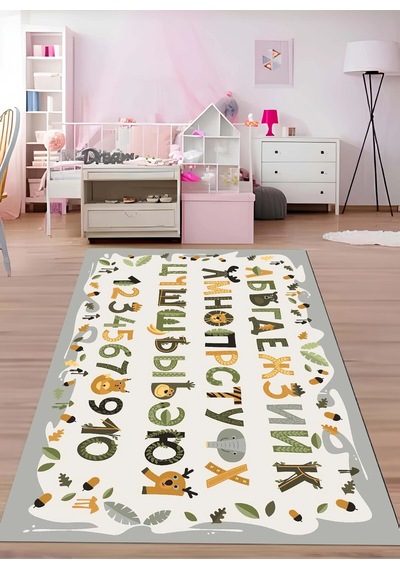 Blghome Alfabe Eğitici Çocuk Odası Halısı Gri