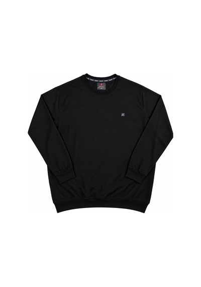 Annex Büyük Beden Basic Waffle Kumaş Erkek Sweatshirt Siyah