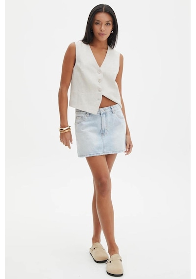 Madmext Buz Mavi Mini Jean Etek Mg2099 Buz Mavi