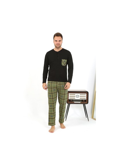 Akbeniz Erkek Uzun Kol Penye Siyah Pijama Takımı 6861 Siyah