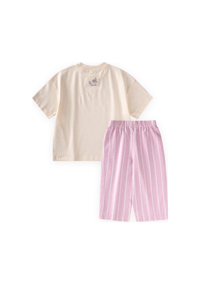 Cigit Oversize T-shirt Takım 2-10 Yaş Ekru