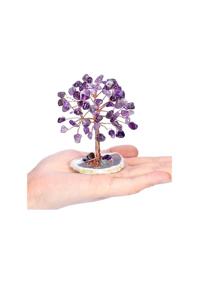 Valkyrie Ametist Yaşam Ağacı Kristal Bonsai Doğal Taş Dekor El Yapımı Tel Ağaç Meditasyon & Ofis Masaüstü Süs