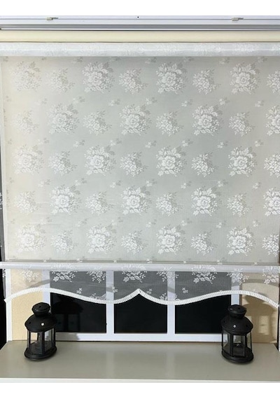 Çift Mekanizmalı Kırık Beyaz Tül Perde Ve Ekru Stor Perde Stb45253-v01