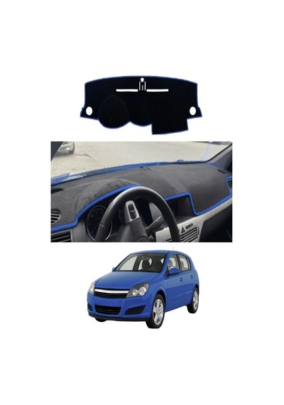Opel - Astra H 2004-2009 Uyumlu Torpido Koruma Kılıfı - Mavi Şeritli