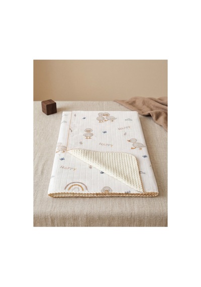 %100 Pamuk Bebek Battaniyesi Pikeli 100x100 Bej