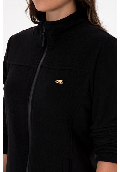 U.S. Polo Assn. Kadın Siyah Fermuarlı Dik Yaka Polar Sweatshirt 50316729-VR046