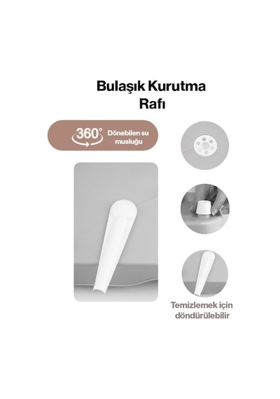 Porsima Akl-060 Bej Lüks Tabaklık Bulaşıklık-yönlendirilebilir Su Akıtma Kanallı Bulaşık Sepeti-kaşıklıklı Diğer