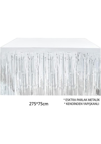 Gümüş Metalize Masa Eteği 275x75 Cm Kendinden Yapışkanlı 5477 "