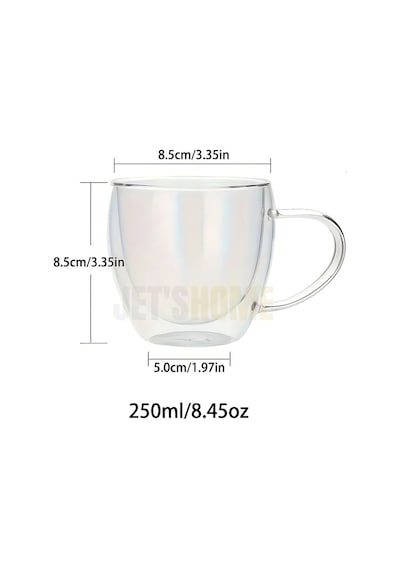 12 Li Set Kulplu Cappuccino Bardağı Latte Bardağı Çift Cidarlı Americano Bardağı 250 Ml Kahve Bardak Şeffaf