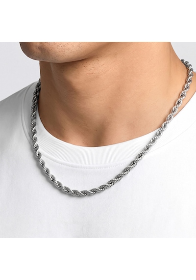 Premium Parlak Ve Şık Rope Halat Erkek 316l Çelik Kolye 6mm 55cm 3183eck033 - Gümüş Renk