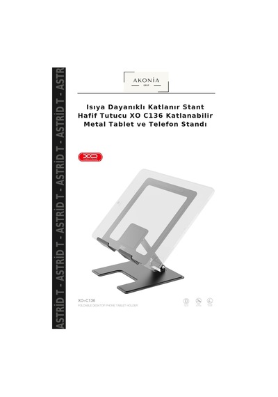 Isıya Dayanıklı Katlanır Stant Hafif Tutucu Xo C136 Katlanabilir Metal Tablet Ve Telefon Standı
