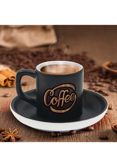 Bk Gift Kişiye Özel Coffe Tasarımlı Siyah Renk Türk Kahvesi Fincanı-1, Arkadaşa Hediye, Sevgiliye Hediye, Yıl Dönümü Hediyesi Kobitmeyen137758 Bk Gift