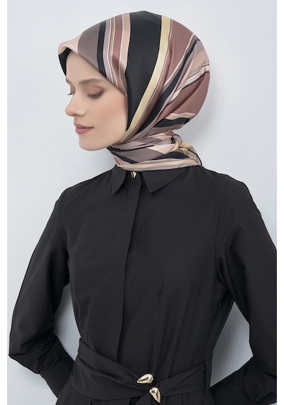 Armine Saf İpek Sura Eşarp-2026 İlkbahar-yaz- 951400d Pudra-Siyah