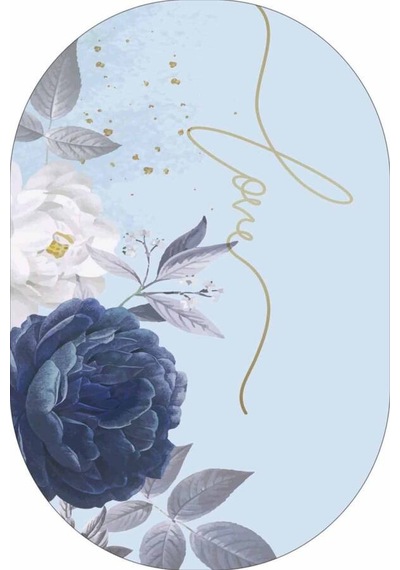 Eflatun Çiçek Desen Oval Banyo Klozet Paspas Seti Bs096n11
