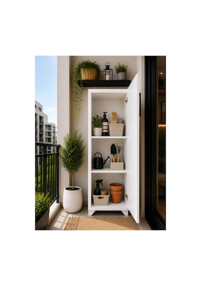 Çok Amaçlı Dolap 3 Raflı Tek Kapaklı Beyaz Düzenleyici Dolap 40x30x106 Cm Beyaz Beyaz