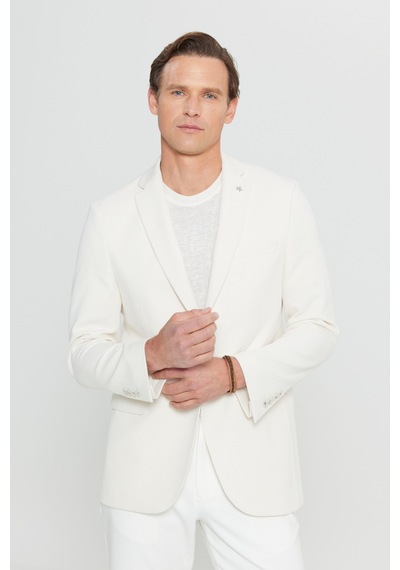 AC&Co / Altınyıldız Classics Erkek Ekru 360 Her Yöne Esneyen Pamuklu Esnek Slim Fit Dar Kesim Mono Yaka Armürlü Blazer Ceket Ekru AC&Co / Altınyıldız Classics Erkek Ekru 360 Her Yöne Esneyen Pamuklu Esnek Slim Fit Dar Kesim Mono Yaka Armürlü Blazer Ceket Ekru