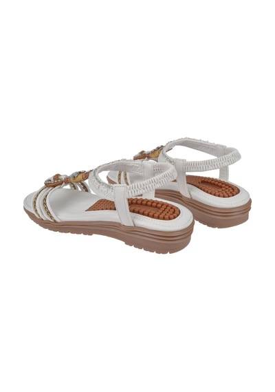Guja Taş Detaylı Comfort Kadın Sandalet Gj-24y120-4 Beyaz-beyaz Beyaz