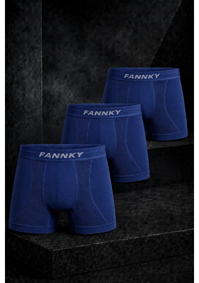 Fit Women Erkek Rahat Esnek Seamless 3 Lü Lacivert Boxer