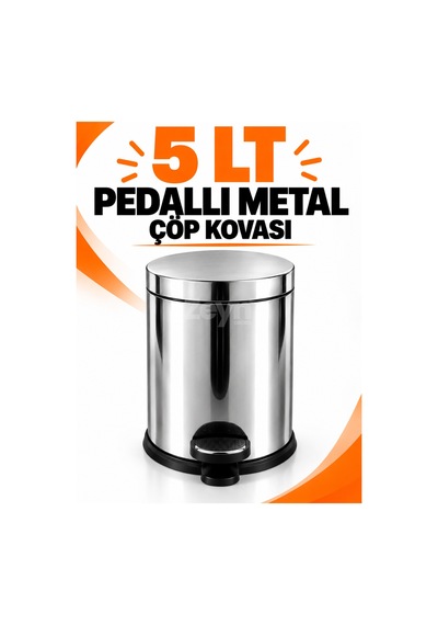 5 Litre Pedallı Metal Çöp Kovası Kapaklı Banyo Ve Ofis Çöp Kovası