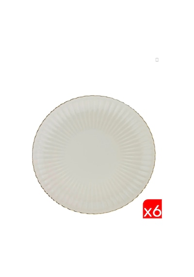 Kütahya Porselen Bone Luz Altın File Pasta Tabağı 21cm 6 Lı Çok Renkli