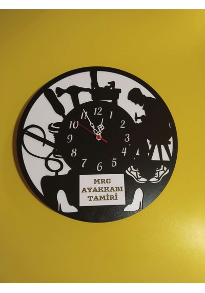 Ayakkabı Tamirci Ve Satış Modern Ahşap Duvar Saati Sağlam Çok Şık Ve Birarada..no:35 Siyah