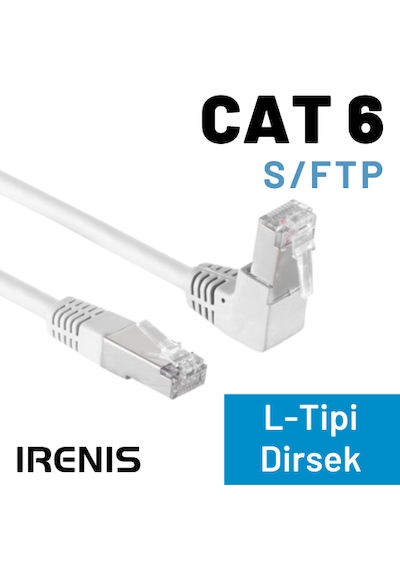 Irenıs Cat6 S/ftp Dirsek Kablo, Beyaz 50 CM