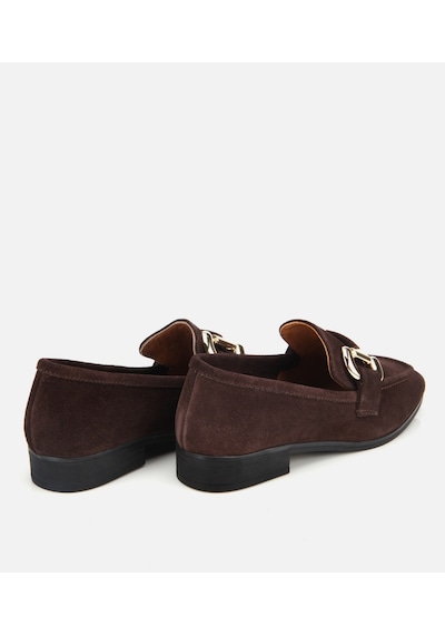 Hotiç Kadın Süet Deri Kahverengi Tokalı Klasik Loafer