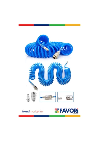Kompresör Spiral Hava Hortumu 8 MM 15 Mt Hava Jakı Hava Tabancası